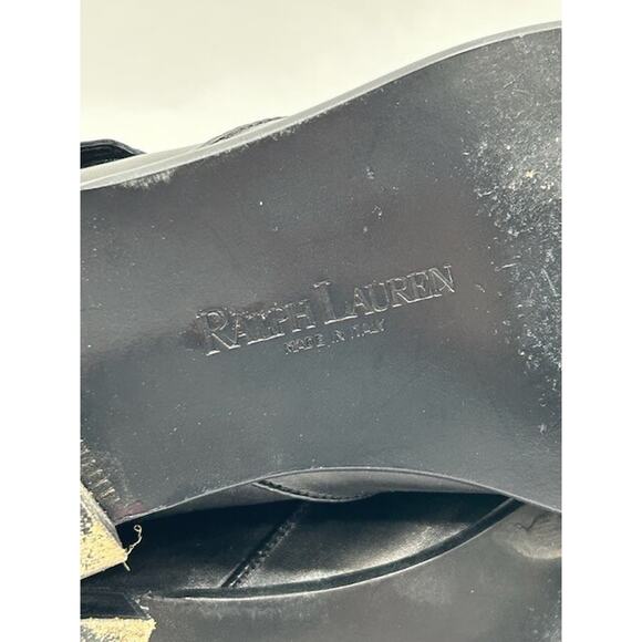 VTG Ralph Lauren Womens Ankle Boots Round Toe Purple Label Leather Black Size 9B - Picture 12 of 16